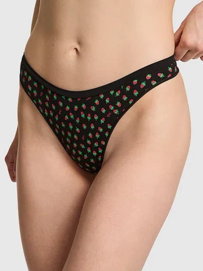 Pink Seamless High-leg Thong Panty In Black