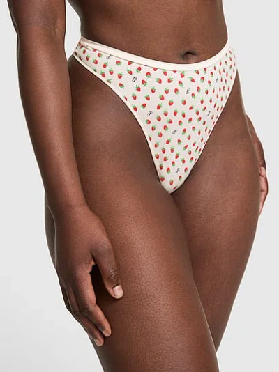 Pink Seamless High-leg Thong Panty In White