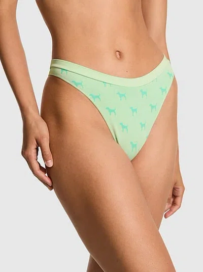 Pink Seamless High-leg Thong Panty In Green
