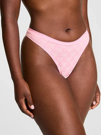 Pink Seamless High-leg Thong Panty In Animal Print