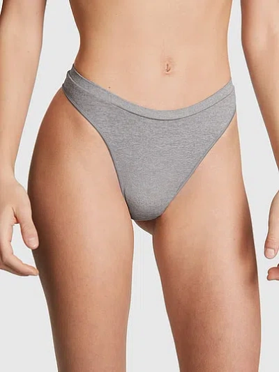 Pink Seamless High-leg Thong Panty In Gray