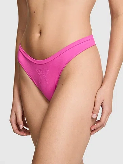 Pink Seamless High-leg Thong Panty In