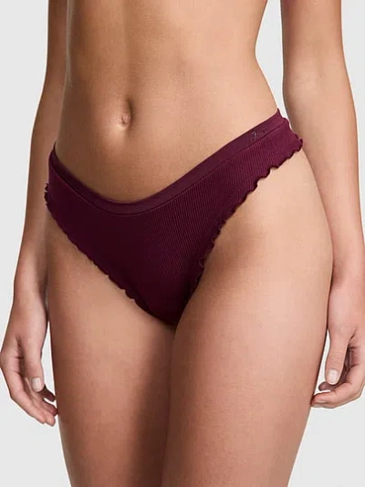 Pink Seamless High-leg Thong Panty In Burgundy