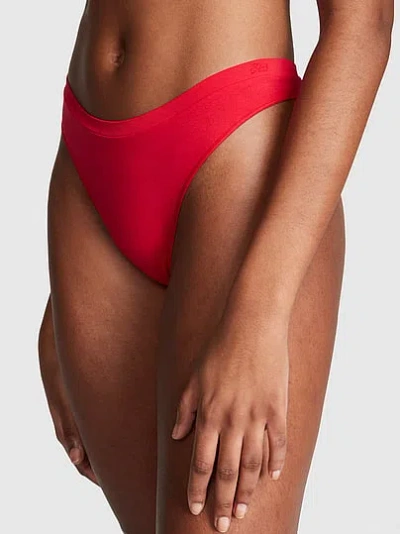 Pink Seamless High-leg Thong Panty In Red