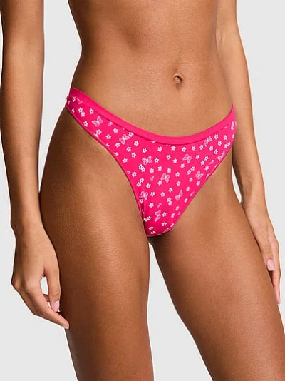 Pink Seamless High-leg Thong Panty In Animal Print