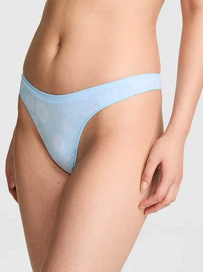 Pink Seamless High-leg Thong Panty In Blue