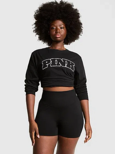 Pink Seamless Logo 3" Bike Shorts In Black