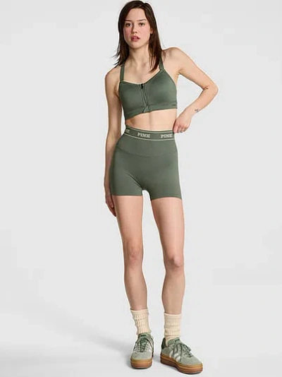 Pink Seamless Logo 3" Bike Shorts In Green