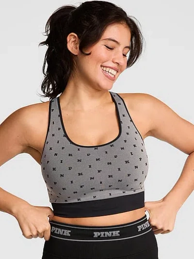 Pink Seamless Reversible Sports Bra In Gray