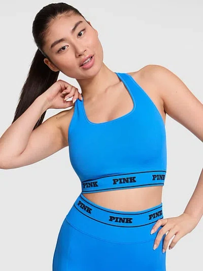 Pink Seamless Reversible Sports Bra In Blue