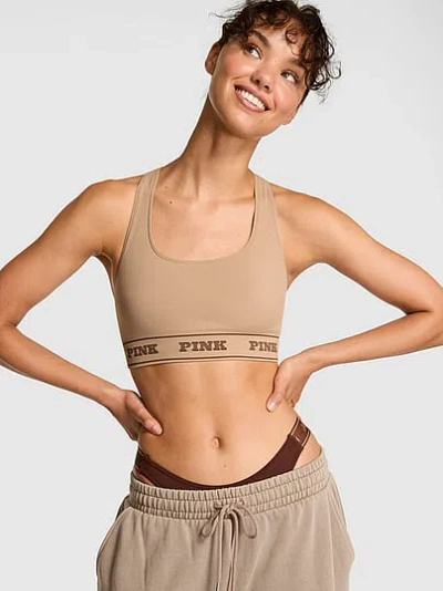 Pink Seamless Reversible Sports Bra In Brown