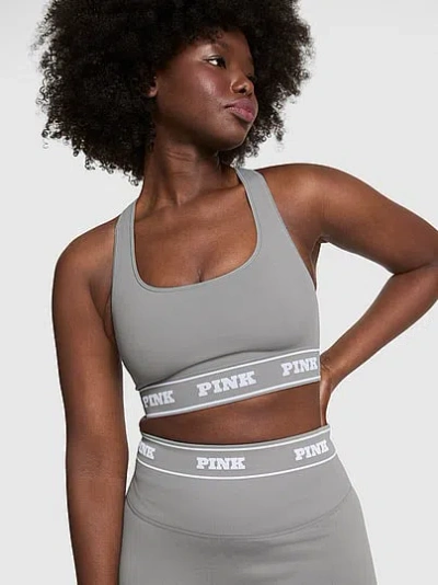 Pink Seamless Reversible Sports Bra In Gray