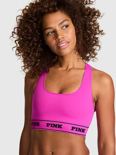 Pink Seamless Reversible Sports Bra In