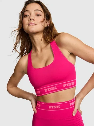Pink Seamless Reversible Sports Bra In