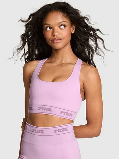 Pink Seamless Reversible Sports Bra In Purple
