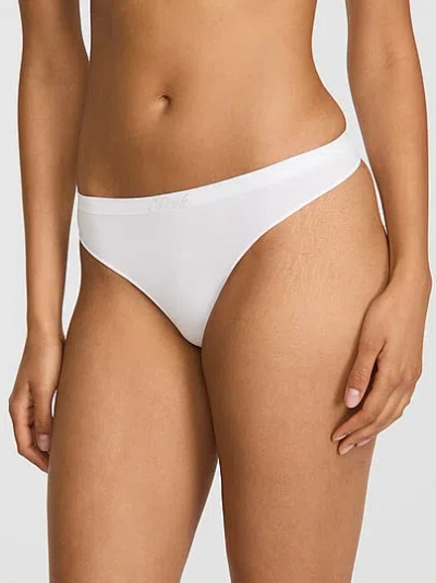 Pink Seamless Thong Panty In White