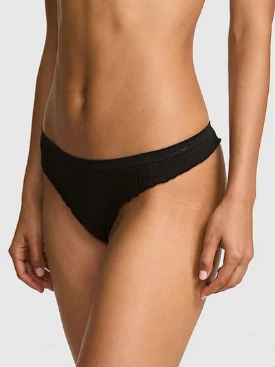 Pink Seamless Thong Panty In Black