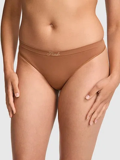 Pink Seamless Thong Panty In Brown