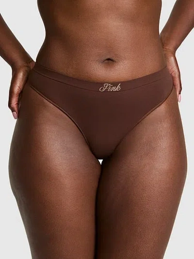 Pink Seamless Thong Panty In Brown