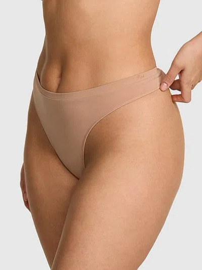 Pink Seamless Thong Panty In Neutral