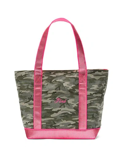 Pink Sequin Canvas Tote Bag In Green