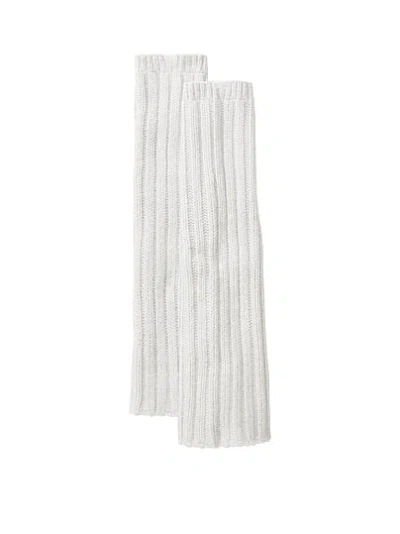 Pink Sequin Knit Leg Warmers In White