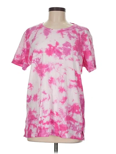 Pre-owned Pink Short Sleeve Top  Tie-dye Pattern Scoop Neck Tops