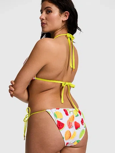 Pink Side-tie Cheeky Bikini Bottom In White