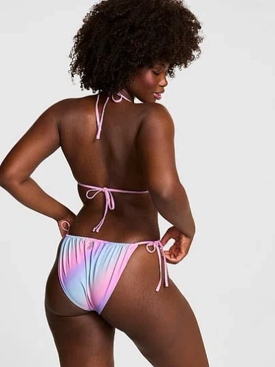 Pink Side-tie Cheeky Bikini Bottom In Animal Print