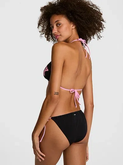 Pink Side-tie Cheeky Bikini Bottom In Black