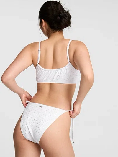 Pink Side-tie Cheeky Bikini Bottom In White