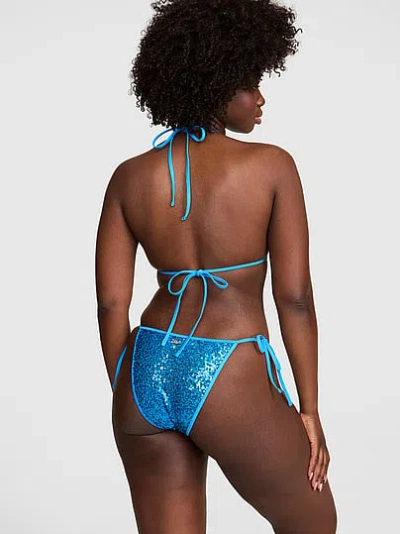 Pink Side-tie Cheeky Bikini Bottom In Blue