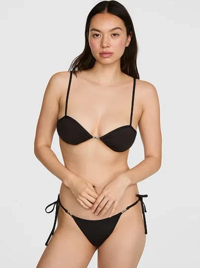 Pink Side-tie Cheeky Bikini Bottom In Black