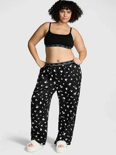 Pink Silky Logo Sleep Pants In Black