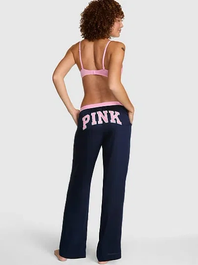 Pink Silky Sleep Boxy Pajama Pants In Blue