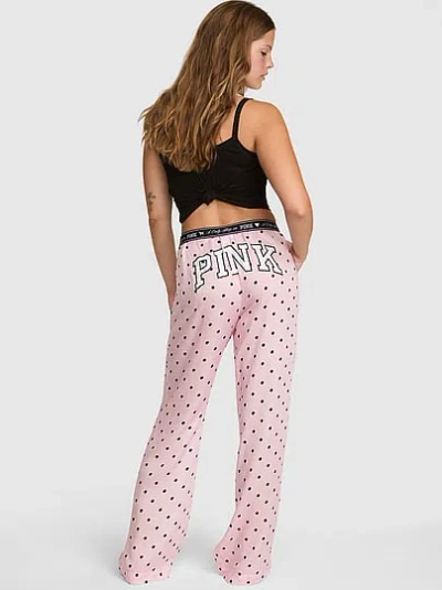Pink Silky Sleep Boxy Pajama Pants In Print