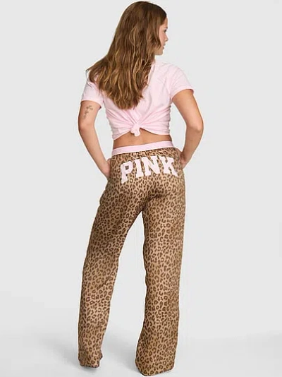 Pink Silky Sleep Boxy Pajama Pants In Print