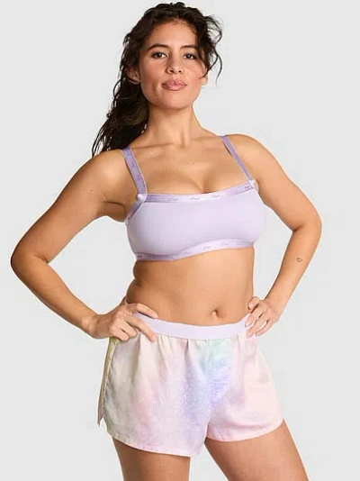 Pink Silky Sleep Boxy Pajama Shorts In Purple