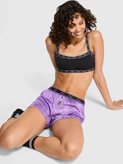 Pink Silky Sleep Boxy Pajama Shorts In Purple