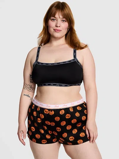 Pink Silky Sleep Boxy Pajama Shorts In Black