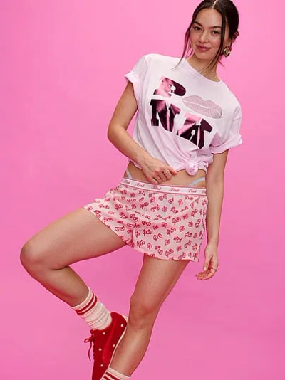 Pink Silky Sleep Boxy Pajama Shorts In
