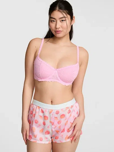 Pink Silky Sleep Boxy Pajama Shorts In Animal Print