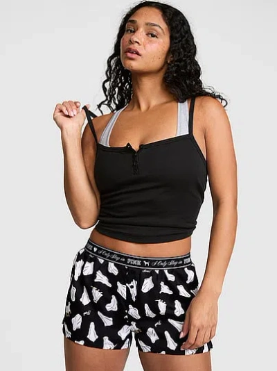 Pink Silky Sleep Boxy Pajama Shorts In Animal Print