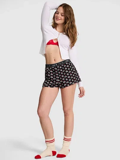 Pink Silky Sleep Boxy Pajama Shorts In Animal Print