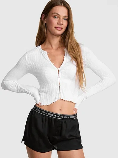 Pink Silky Sleep Boxy Pajama Shorts In Black