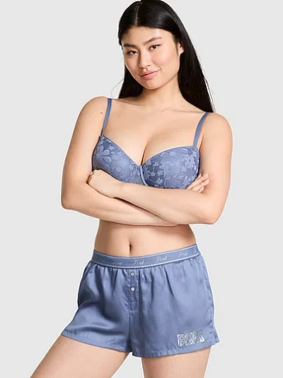 Pink Silky Sleep Boxy Pajama Shorts In Multi