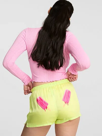Pink Silky Sleep Boxy Pajama Shorts In Multi