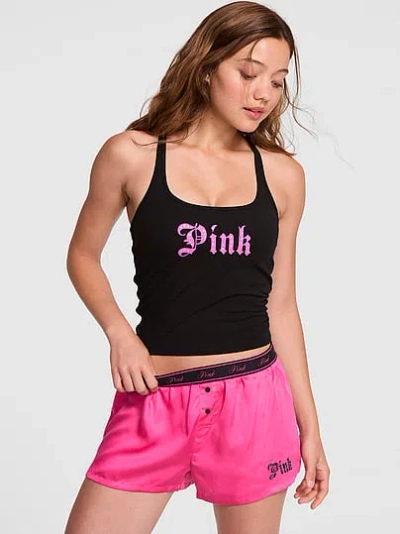 Pink Silky Sleep Boxy Pajama Shorts In