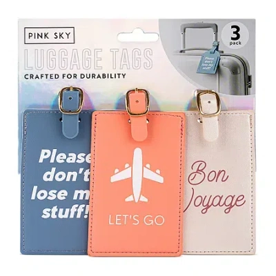 Pink Sky 3-pack Luggage Tag Set In Multi