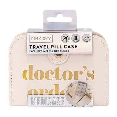 Pink Sky Doctor's Orders Compact Travel Pill Case In Sand